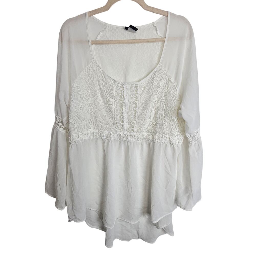 Torrid Women Boho Crochet Blouse Plus Size 0X Hippie Festival Cottagecore Summer